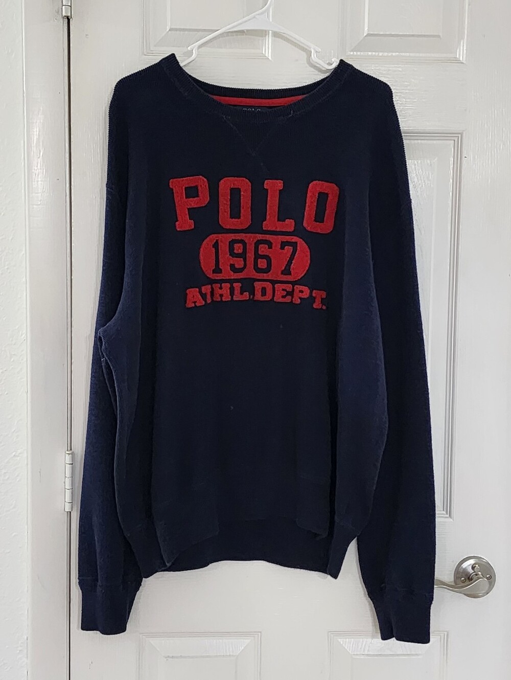 Polo Ralph Lauren 1967 Athl Dept Navy Blue Sweater XXL Cotton Knit Prep